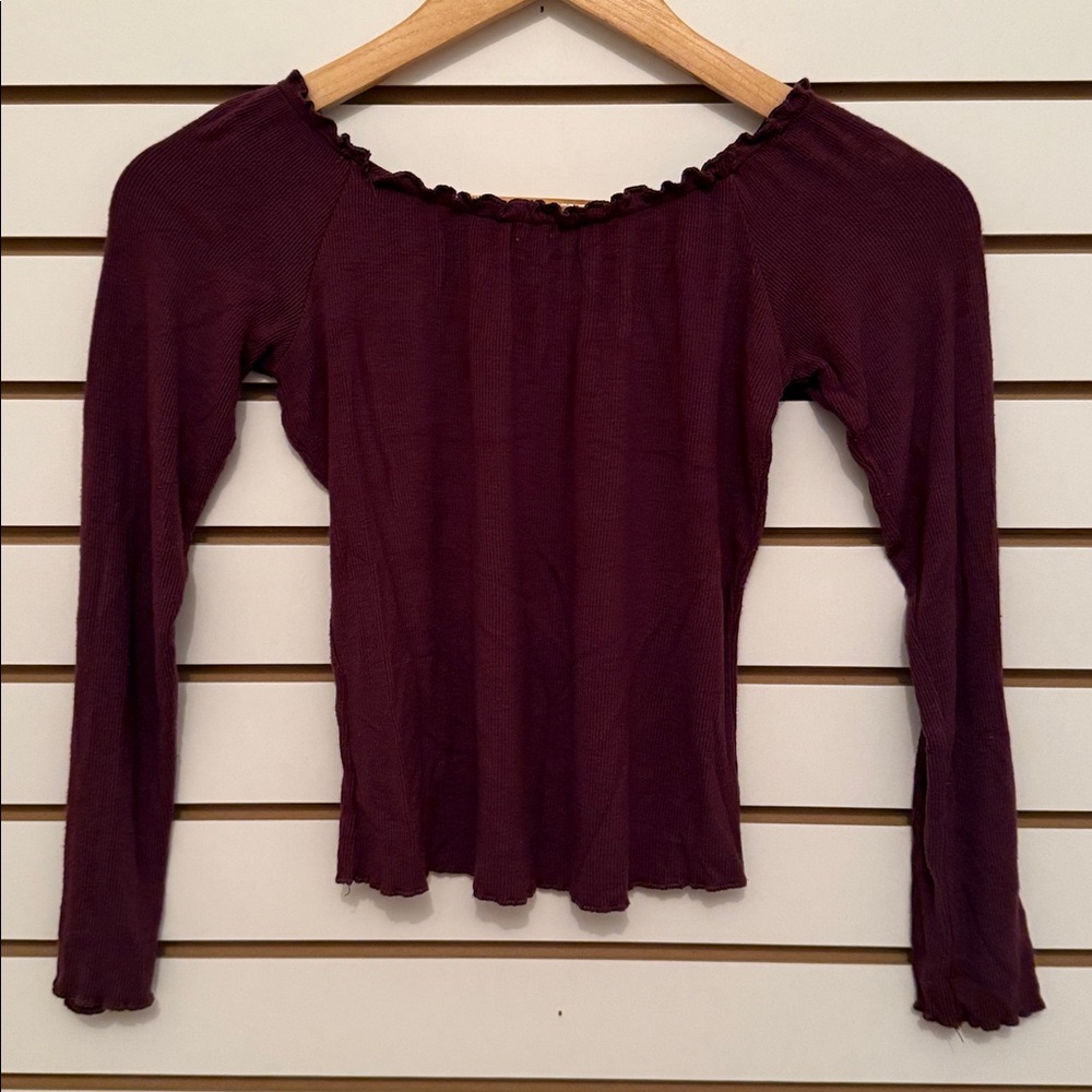 Garage Plum Ruffled Top - Picture 2 of 5